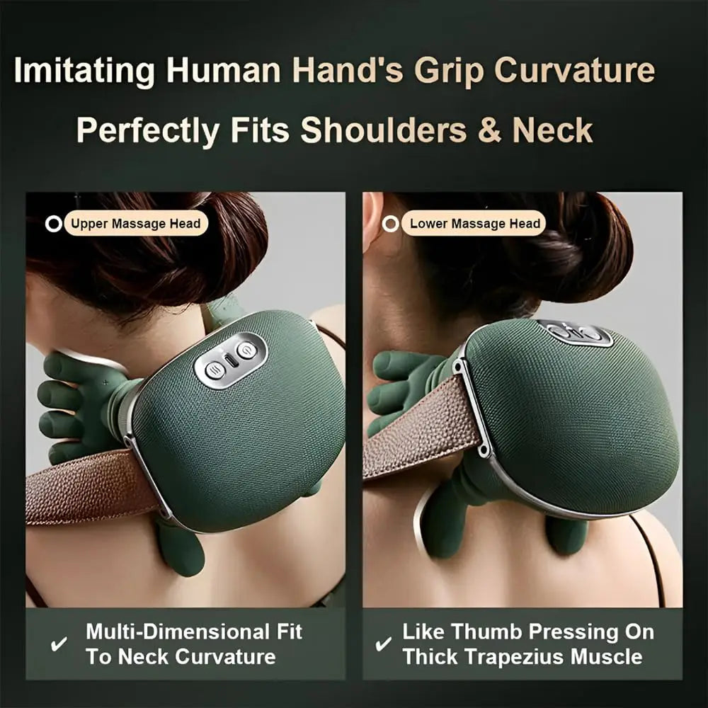 Neck Shoulder Massager with Heat – Wireless Deep Tissue Shiatsu Massager Real Touch Therapy Massager 3 Modes, 40°C/45°C Heating